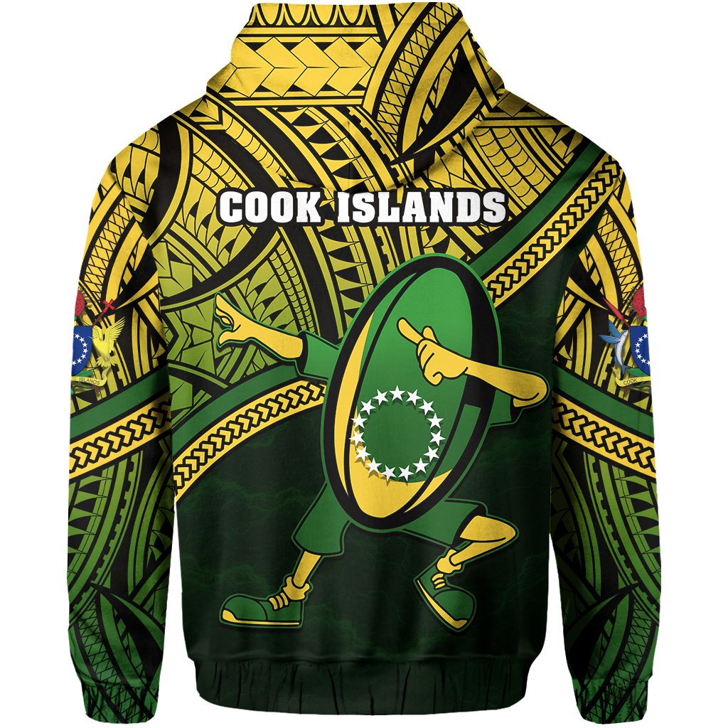 Cook Islands Rugby Zip Hoodie Dab Trend Creative - Polynesian Pride