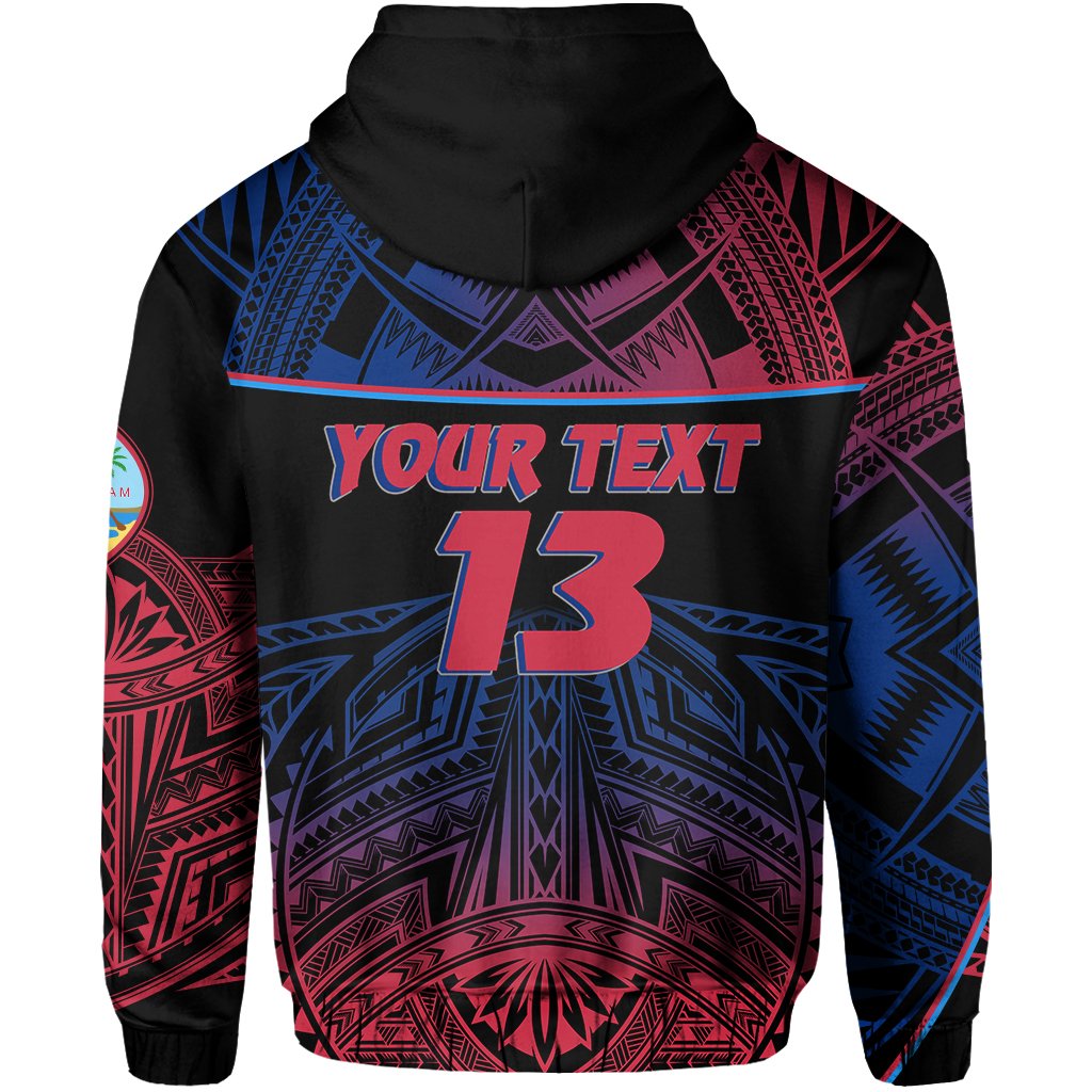 Custom Guam Rugby Hoodie Impressive Version Custom Text and Number - Polynesian Pride