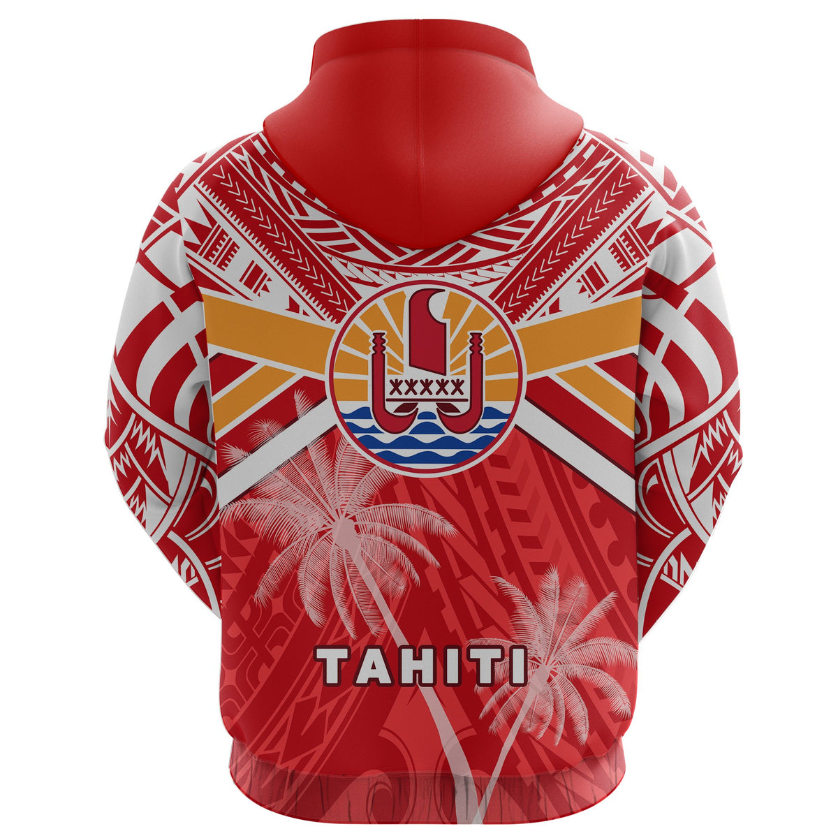 Custom Tahiti Rugby Zip Hoodie Polynesian Coat of Arms and Flag - Polynesian Pride