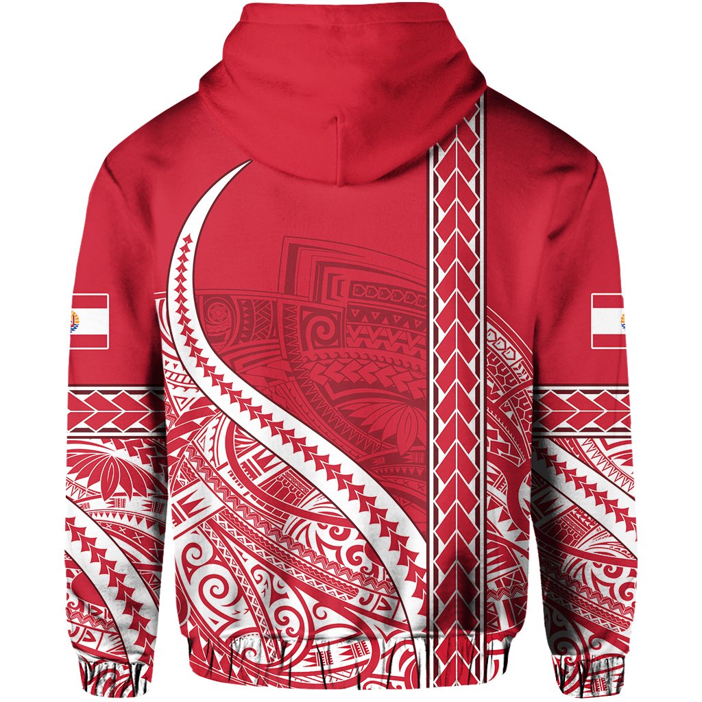 Tahiti Rugby Zip Hoodie Marvelous Version Red - Polynesian Pride