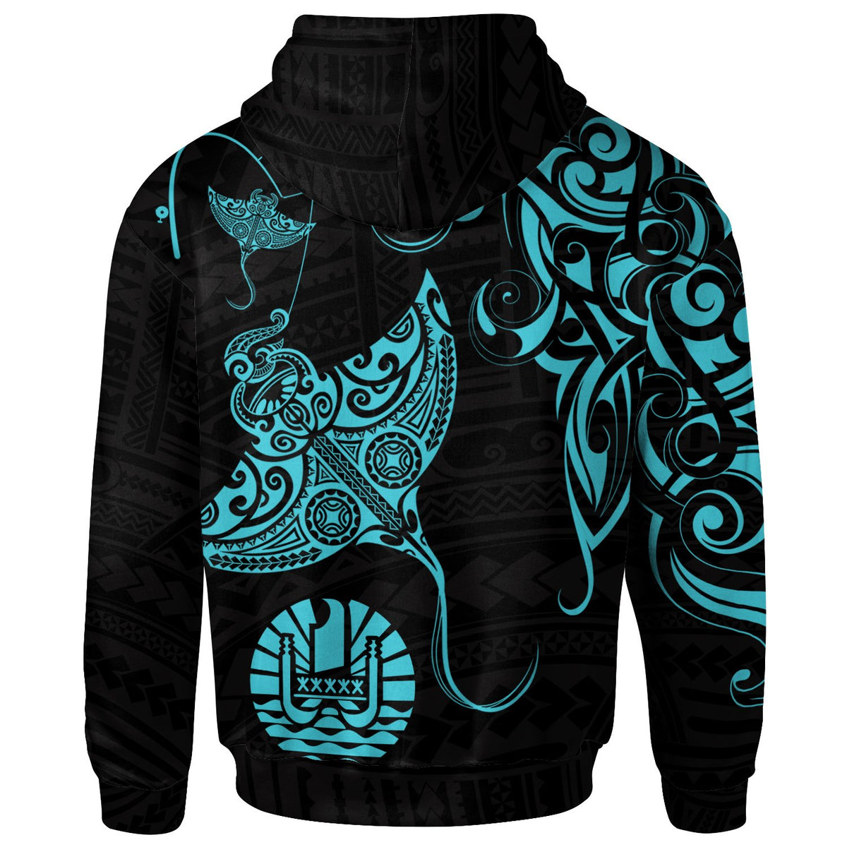 Tahiti Custom Personalized Zip up Hoodie Polynesian Fishing Ray Ocean - Polynesian Pride