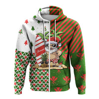 Hawaiian Santa Claus Mele Kalikimaka Kanaka Hoodie Zip Red Angus Style - Polynesian Pride