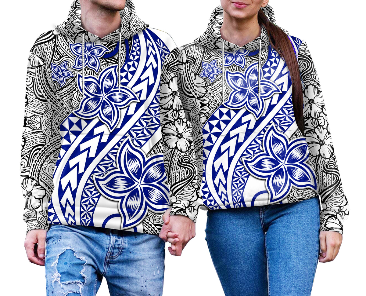 Traditional Polynesian Tribal Tattoo Retro Couple Hoodie Blue LT9 - Polynesian Pride