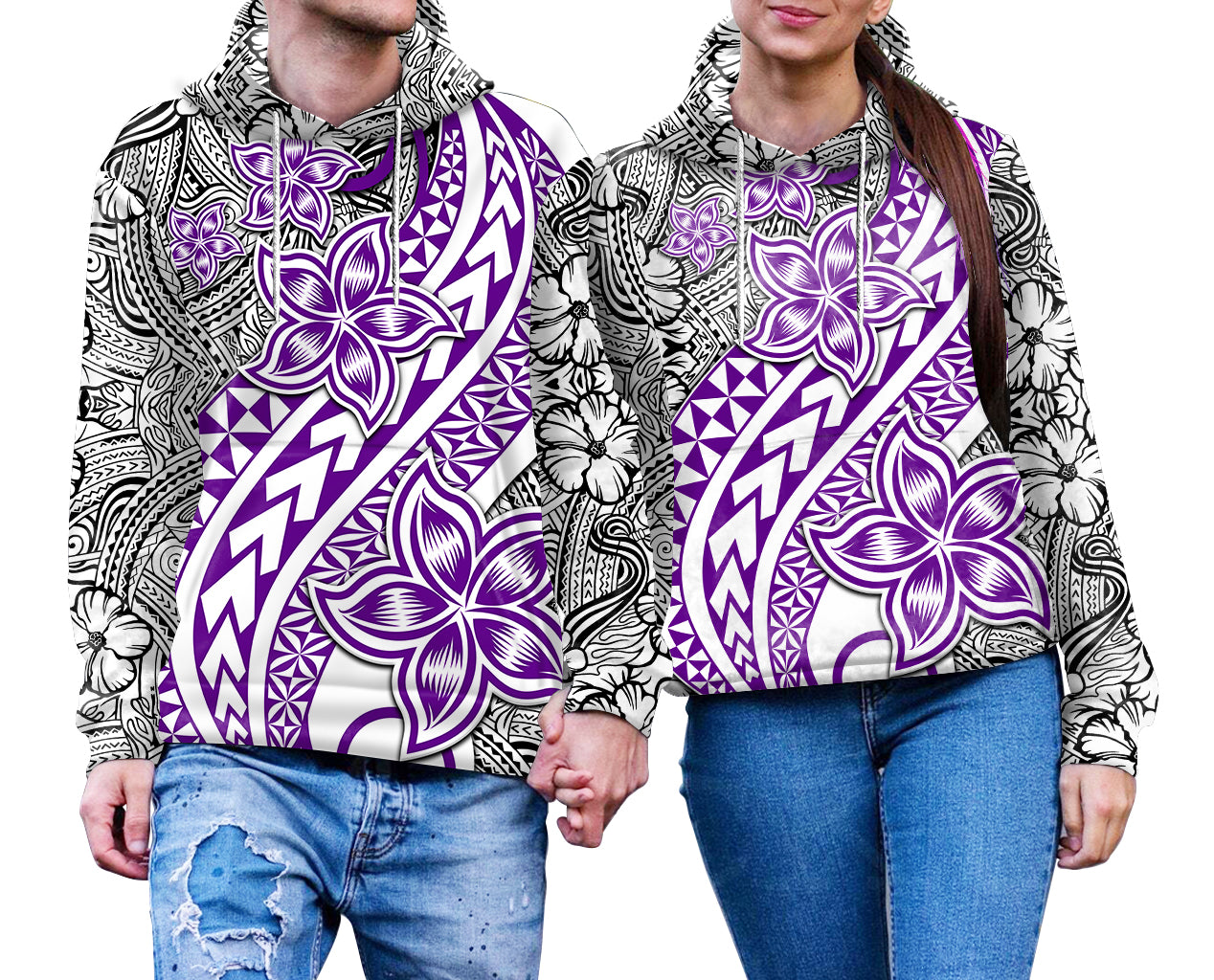 Traditional Polynesian Tribal Tattoo Retro Couple Hoodie Purple LT9 No Men - Polynesian Pride