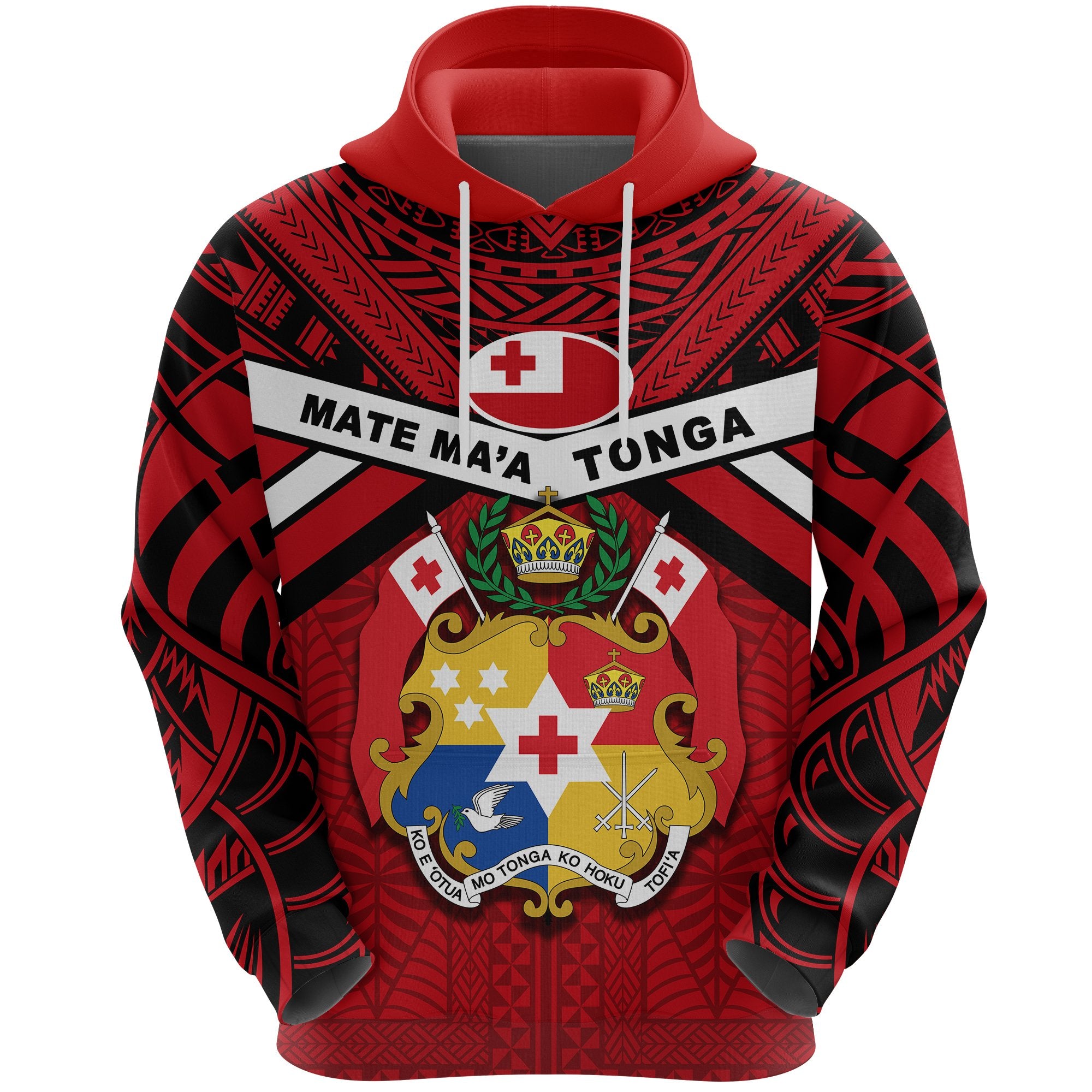 Tonga Rugby Hoodie Mate Maa Tonga Unisex Red - Polynesian Pride