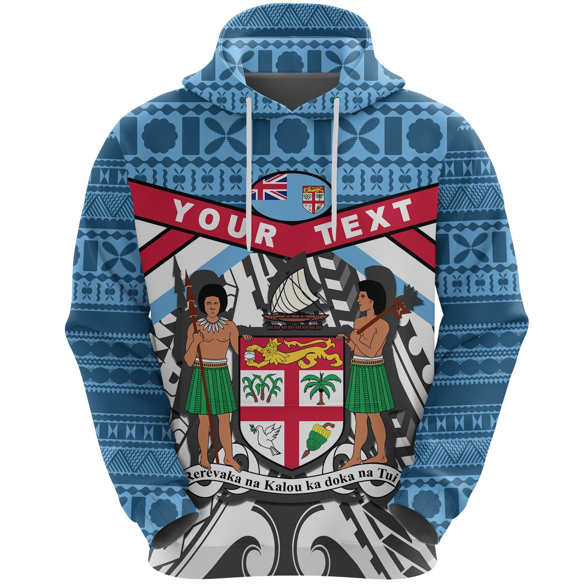 Custom Fiji Rugby Hoodie Tapa Cloth Unisex White - Polynesian Pride