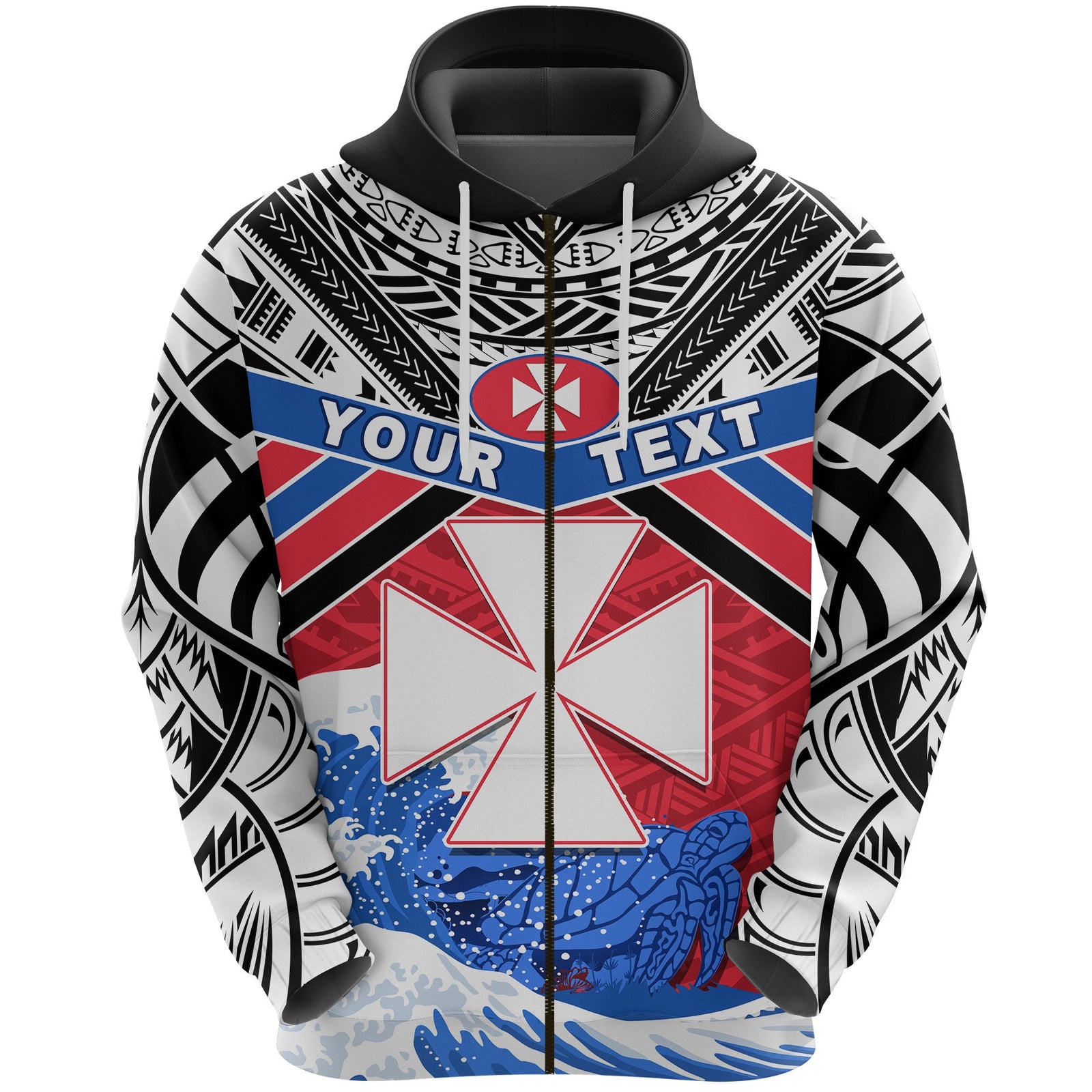 Custom Wallis and Futuna Rugby Zip Hoodie Spirit Unisex Red - Polynesian Pride