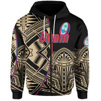 Custom Guam Rugby Zip Hoodie Impressive Version Golden Custom Text and Number - Polynesian Pride