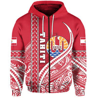 Tahiti Rugby Zip Hoodie Marvelous Version Red Unisex Red - Polynesian Pride