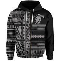Custom Polynesian Rugby Zip Hoodie With Love Style Gray Custom Text and Number - Polynesian Pride