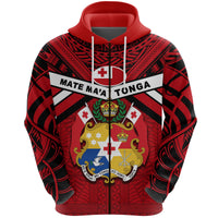 Tonga Rugby Zip Hoodie Mate Maa Tonga Unisex Red - Polynesian Pride