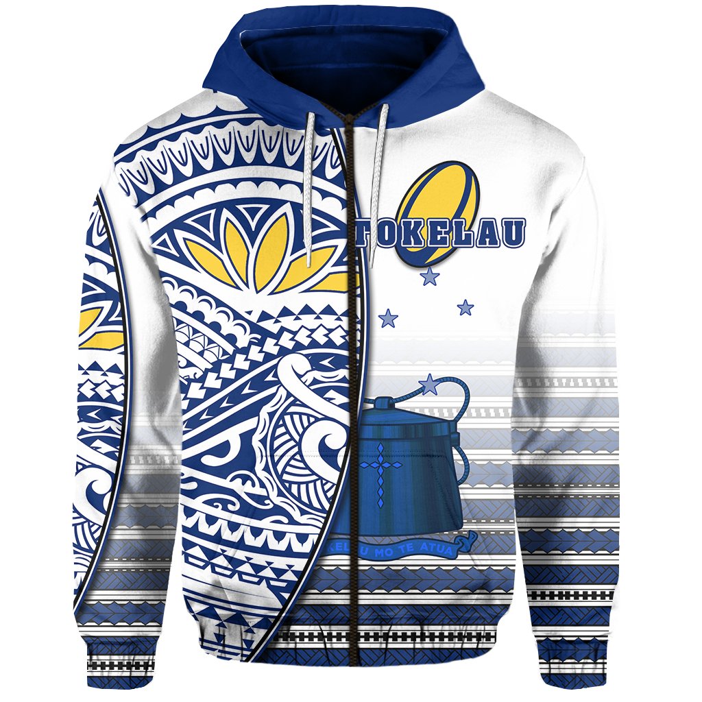 Tokelau Rugby Zip Hoodie Special Unisex Blue - Polynesian Pride