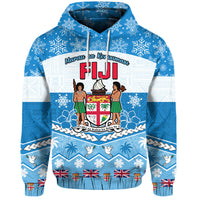 Fiji Masi Tapa Christmas Vibe Hoodie LT9 Pullover Hoodie Blue - Polynesian Pride