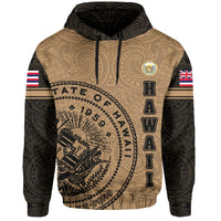 Polynesian Flag Seal of Hawaii Hoodie Gold - Polynesian Pride