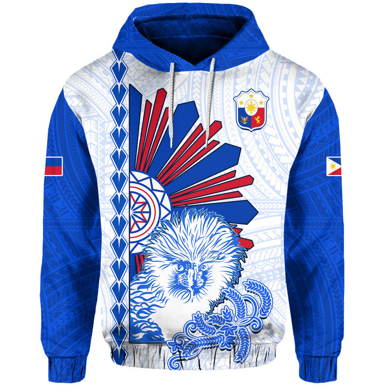 Philippines Barong Hoodie Sun of Philippinas With Eagles LT9 White - Polynesian Pride