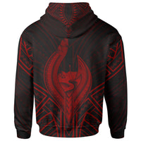 Guam Zip Hoodie Guam Seal Chamorro Tribal Red Color - Polynesian Pride