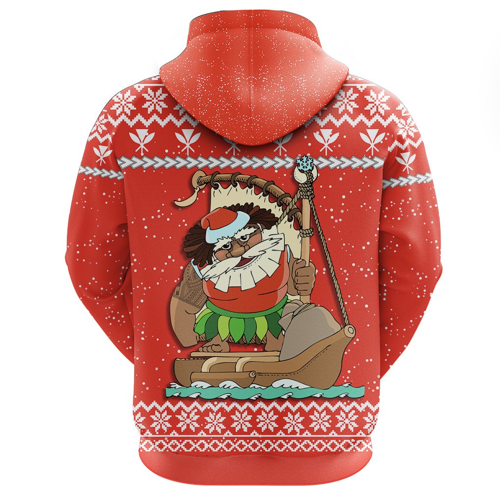 Hawaiian Santa Claus Mele Kalikimaka Hoodie Zip Red Farah Style - Polynesian Pride