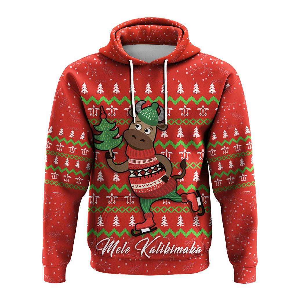 Hawaiian Turtle Christmas Hoodie Red Felix Style - Polynesian Pride