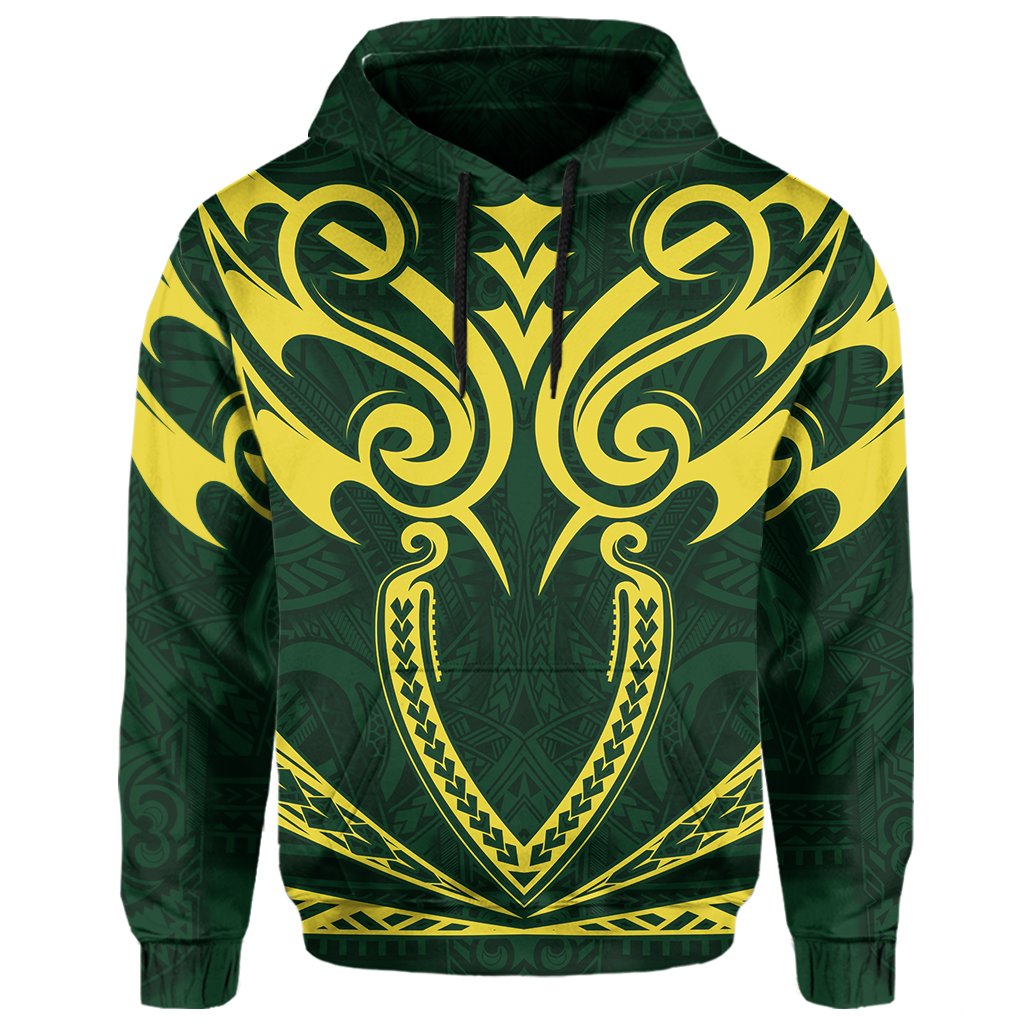 Hawaii Kanaka Polynesian Football Jersey Hoodie Green Bernice Style - Polynesian Pride