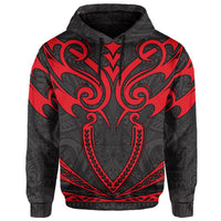Hawaii Kanaka Polynesian Football Jersey Hoodie Grey and Red Bernice Style - Polynesian Pride