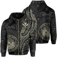Seal of Hawaii Kanaka Polynesian Hoodie Zip Hubert AH Unisex Black - Polynesian Pride