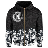 Niihau Map Hibiscus Polynesian Hoodie Zip Lithe Style - Polynesian Pride