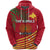 Papua New Guinea Rugby Zip Hoodie Coconut Leaves The Kumuls Unisex Red - Polynesian Pride