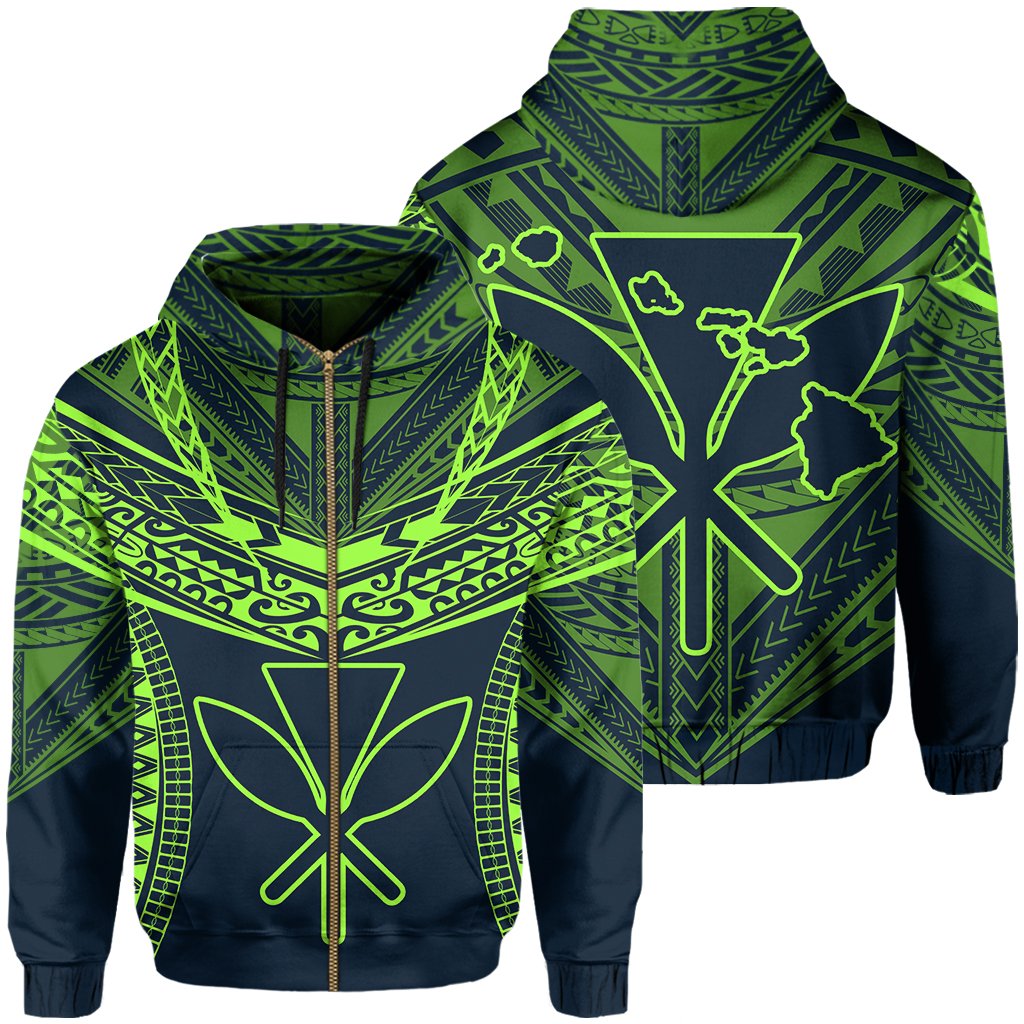 Hawaiian Kanaka Map Football Jersey Hoodie Zip Navy Roger Style Unisex Navy - Polynesian Pride