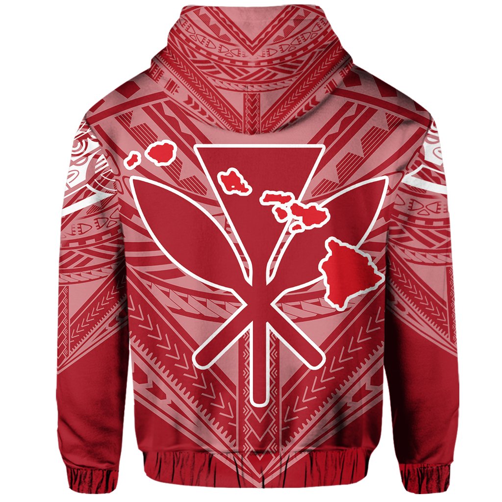 Hawaiian Kanaka Map Football Jersey Hoodie Red and White Roger Style - Polynesian Pride