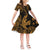 Hawaii Angry Shark Polynesian Short Sleeve Dress KID Unique Style - Gold LT8 - Polynesian Pride