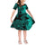 Hawaii Flowers Mix Tribal Pattern Short Sleeves Dress KID LT6 KID Turquoise - Polynesian Pride