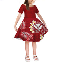 Hawaii Kanaka Turtle Style Short Sleeves Dress KID LT6 KID Red - Polynesian Pride