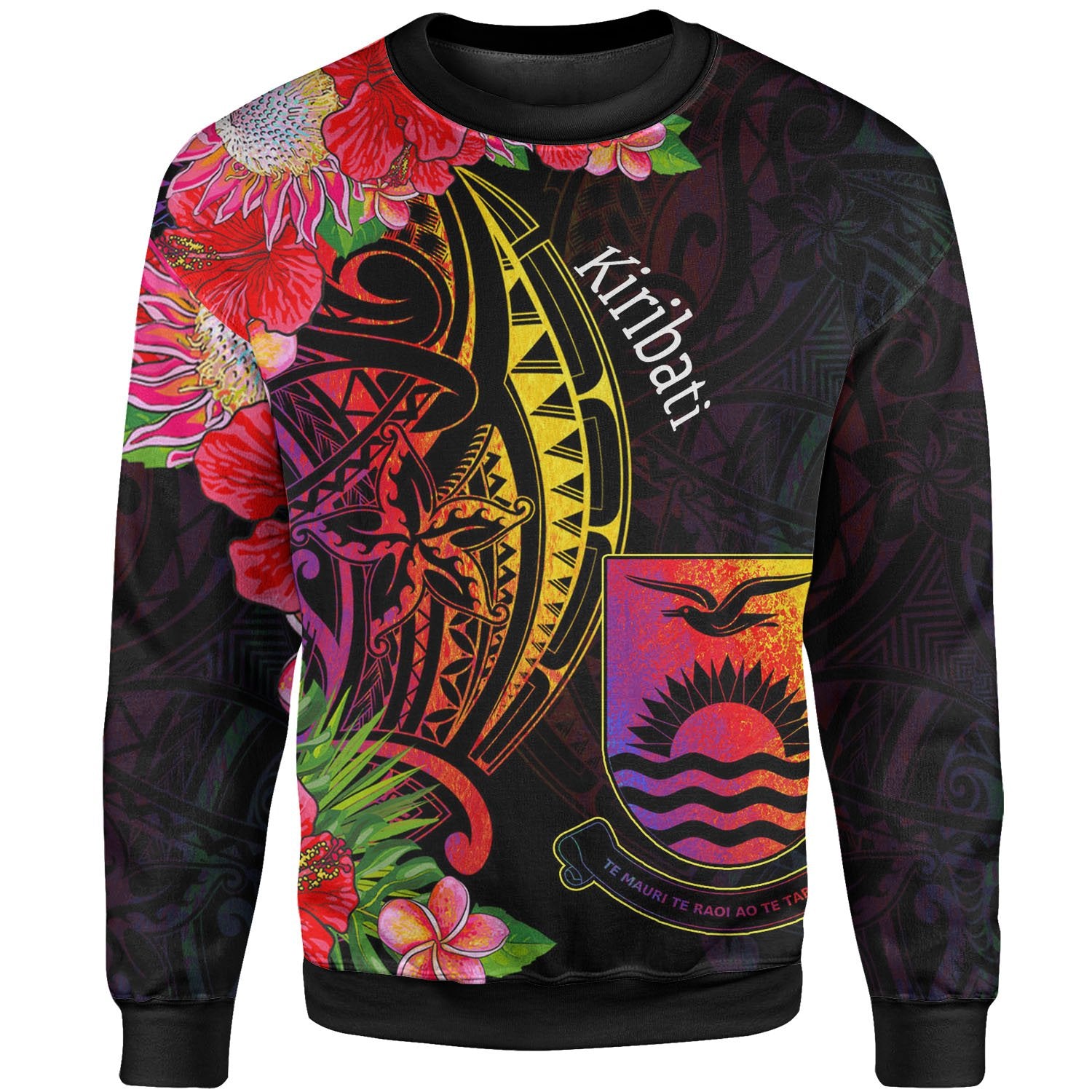 Kiribati Sweatshirt - Tropical Hippie Style Unisex Black - Polynesian Pride