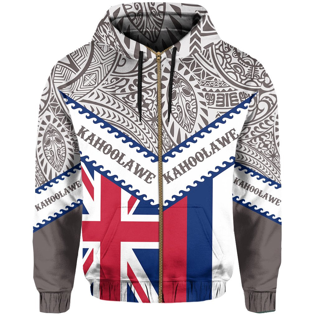 Hawaii Flag Kahoolawe Hoodie Zip Mit Style - Polynesian Pride