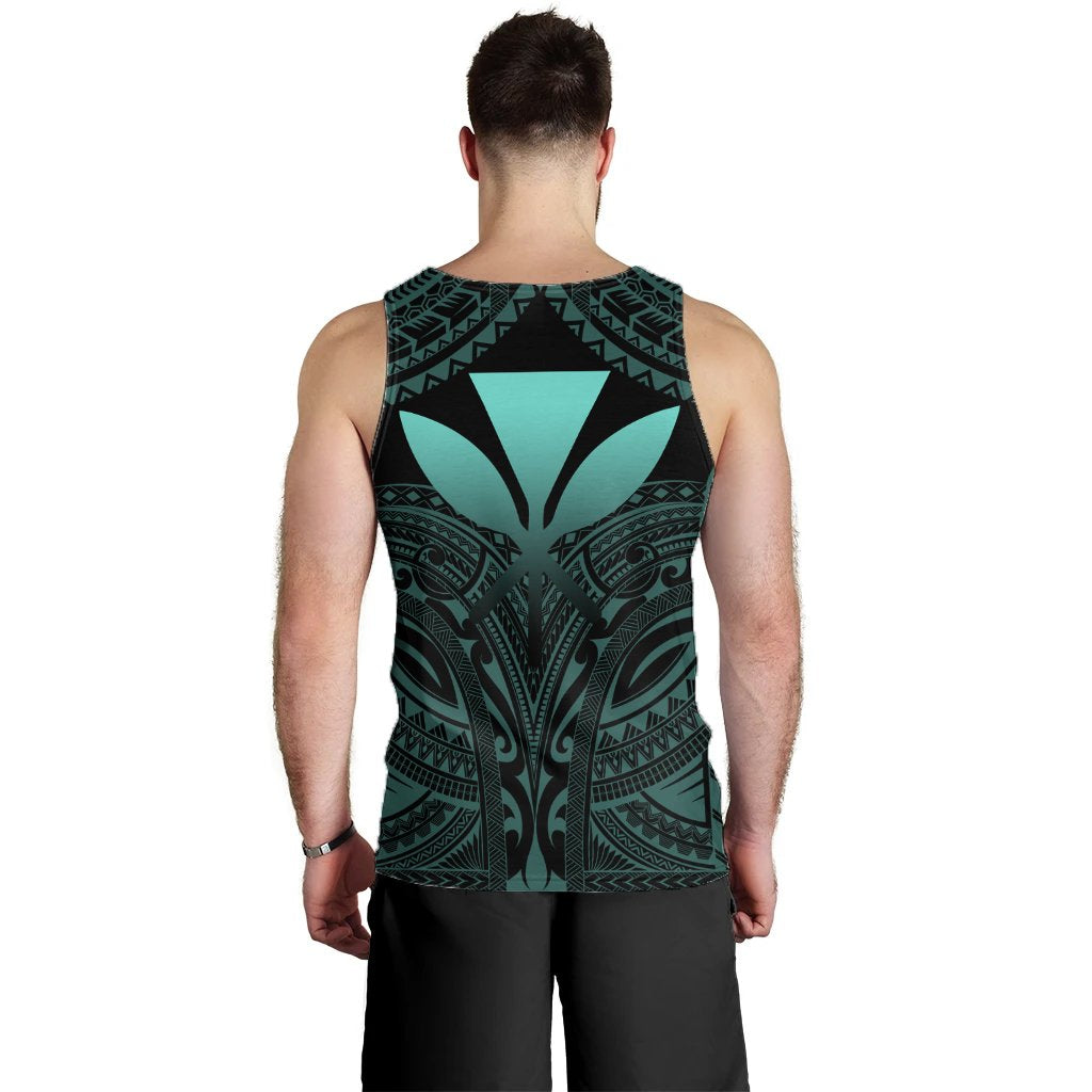 Hawaiian Kanaka Map Polynesian Kahoolawe Men's Tank Top - Turquoise - Brad Style - AH - Polynesian Pride