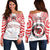 Hawaii - Kanaka Kahuku High School Off Shoulder Sweater Demodern Style AH White - Polynesian Pride