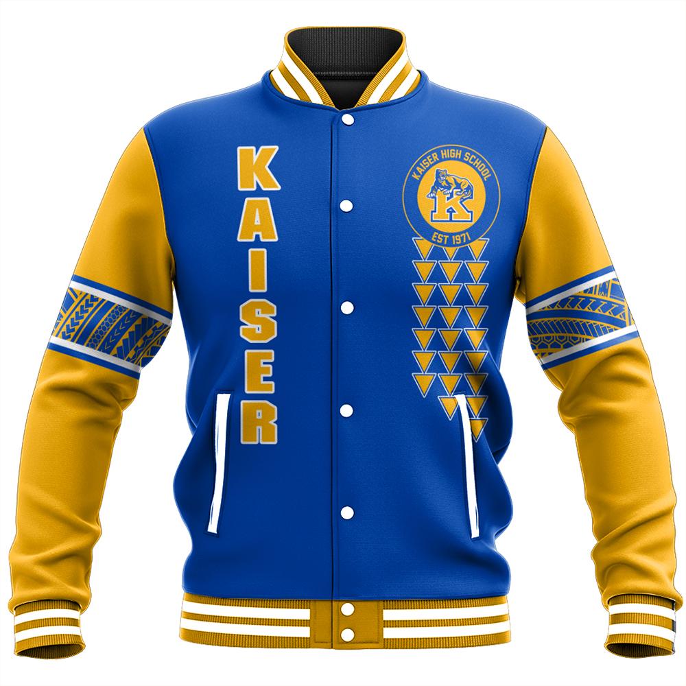 (Personalized) Hawaii Baseball Jacket - Kaiser High Custom Your Class Baseball Jacket - AH Unisex Blue - Polynesian Pride