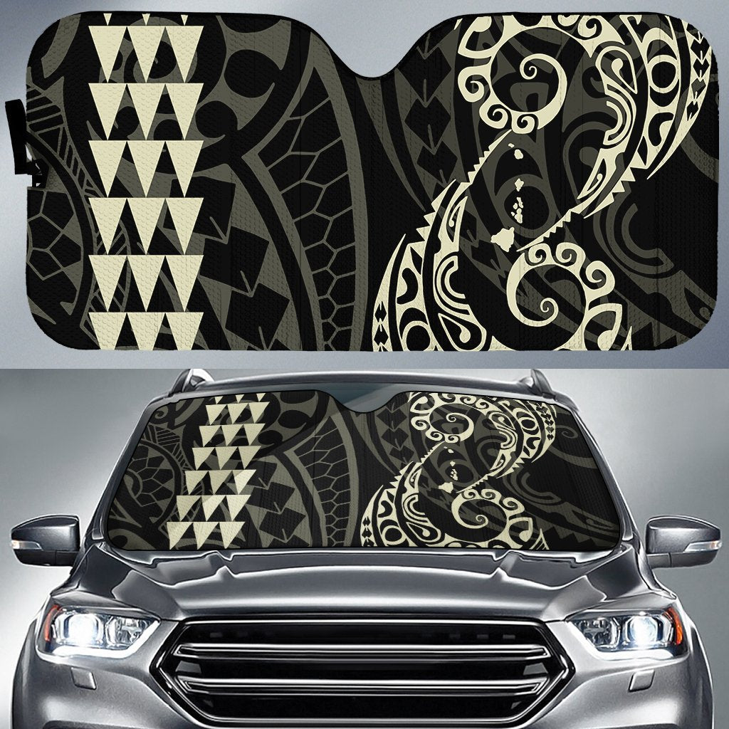 Kakau Polynesia Hawaii Car Sun Shade Auto Sun Shade Universal Fit Beige - Polynesian Pride