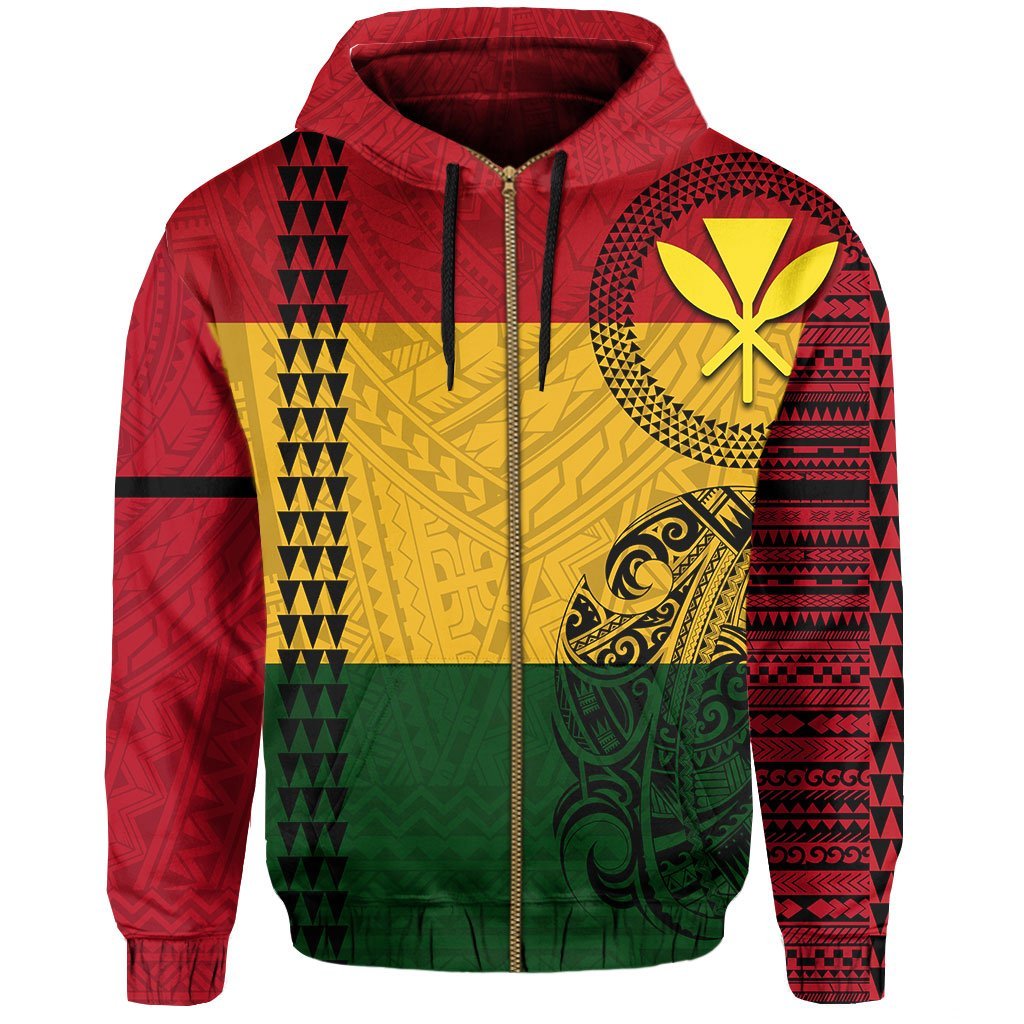 Hawaii Kanaka Flag Polynesian Hoodie Zip - Polynesian Pride