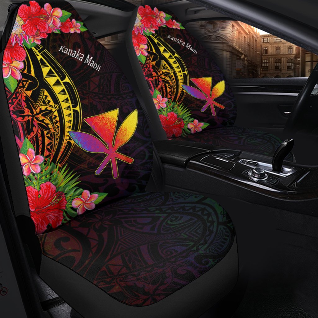 Hawaii Kanaka Maoli Car Seat Cover - Tropical Hippie Style Universal Fit Black - Polynesian Pride