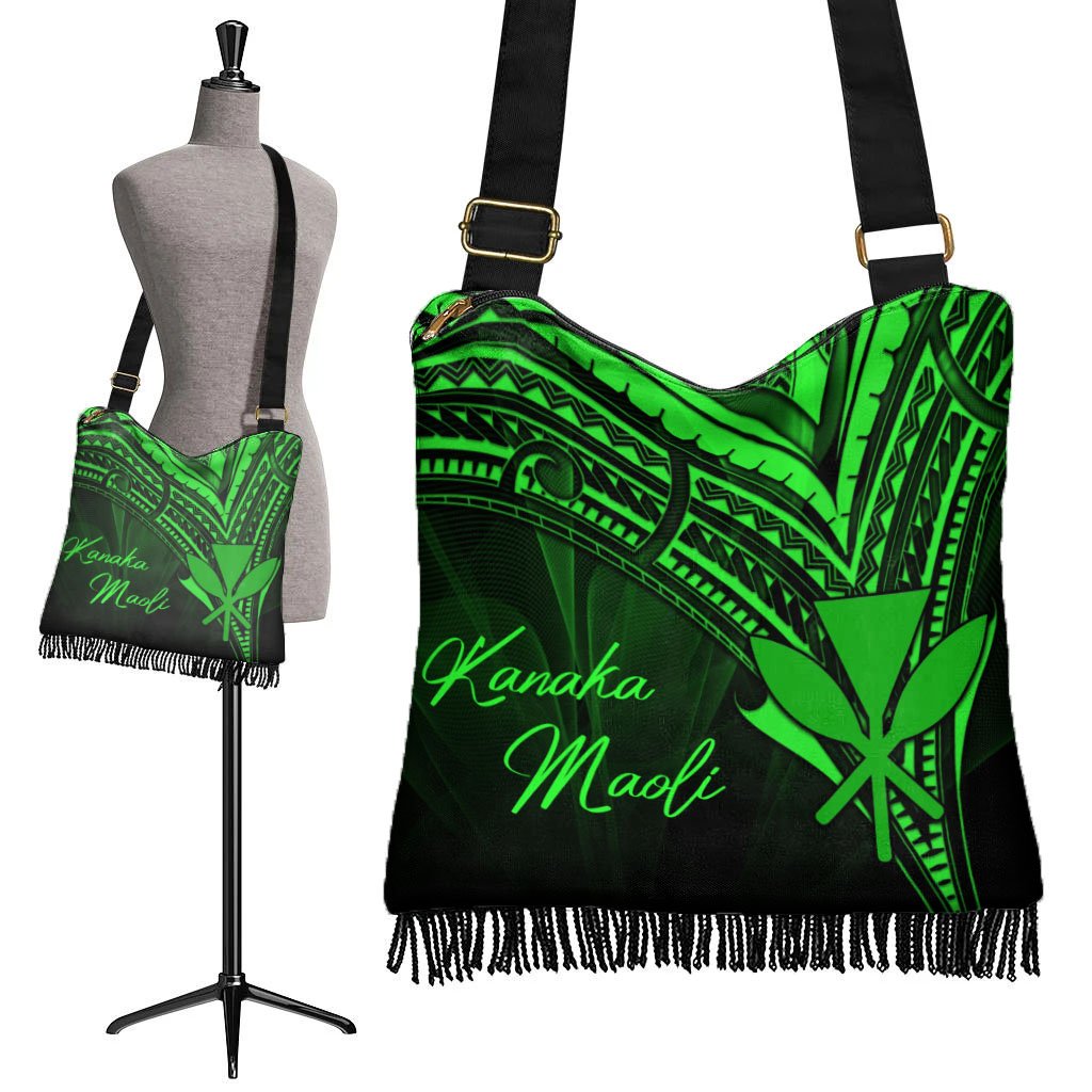 Hawaii Kanaka Maoli Boho Handbag - Green Color Cross Style - Polynesian Pride