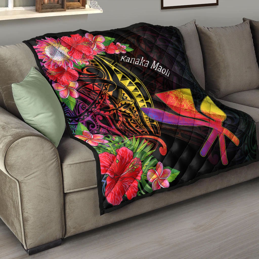 Hawaii Kanaka Maoli Premium Quilt - Tropical Hippie Style - Polynesian Pride