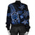 Kanaka Map Hibiscus Plumeria Turtle Art Blue Polynesian Bomber Jacket - AH - Polynesian Pride