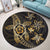 Kanaka Map Hibiscus Plumeria Turtle Art Gold Polynesian Round Carpet - AH - Polynesian Pride