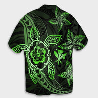 Kanaka Map Hibiscus Plumeria Turtle Art Green Polynesian Hawaiian Shirt - AH - Polynesian Pride