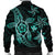 Kanaka Map Hibiscus Plumeria Turtle Art Turquoise Polynesian Bomber Jacket - AH - Polynesian Pride