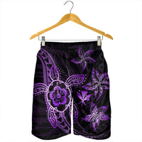 Kanaka Map Hibiscus Plumeria Turtle Art Violet Polynesian Men's Shorts - AH - Polynesian Pride