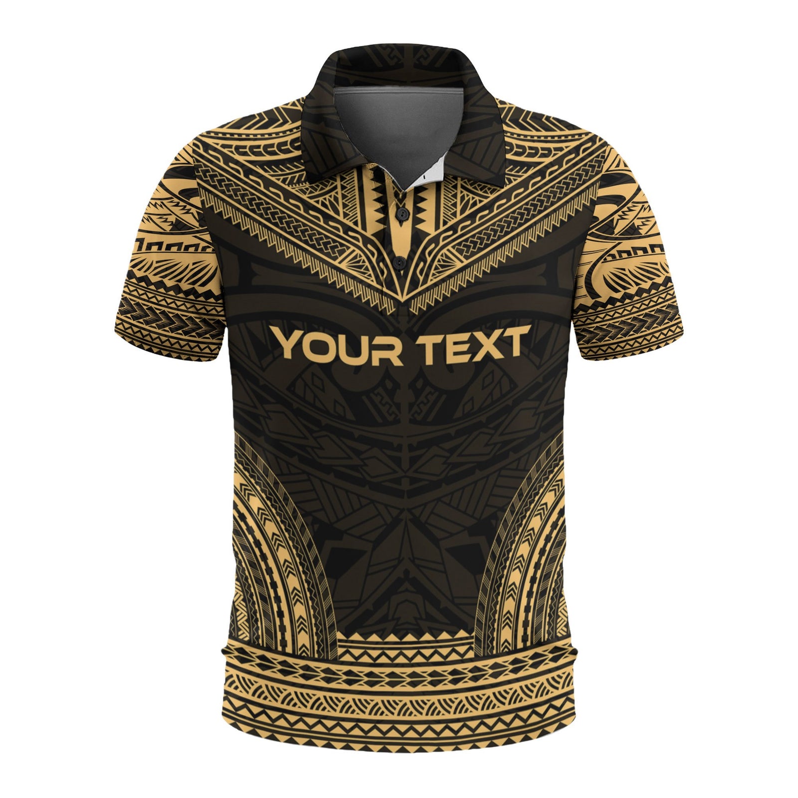 Hawaii Custom Polo Shirt Kanaka Maoli Polynesian Chief Tattoo Gold Version Unisex Gold - Polynesian Pride
