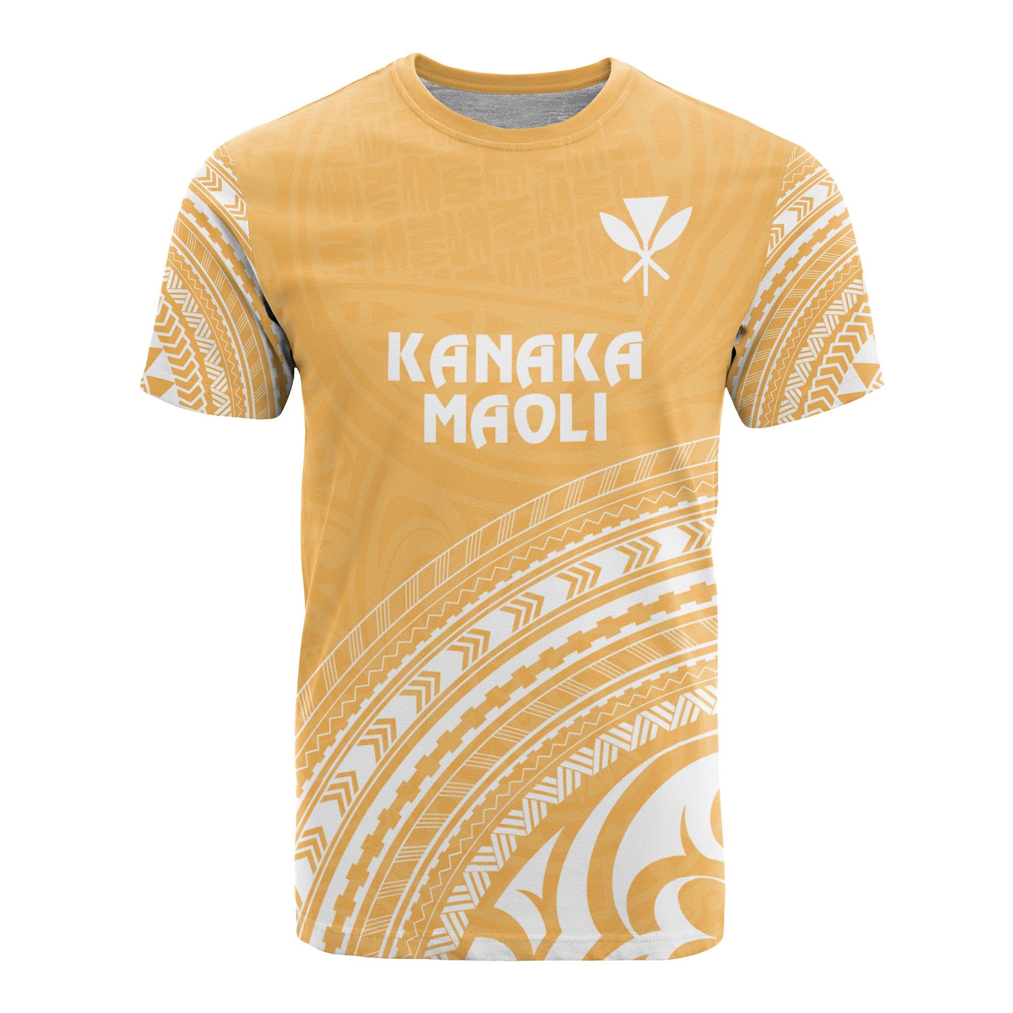 Hawaii All Over T Shirt Kanaka Maoli Polynesian Tribal Gold Version Unisex Yellow - Polynesian Pride