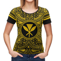 Kanaka Maoli All T Shirt Kanaka Maoli Coat Of Arms Polynesian Gold Black - Polynesian Pride